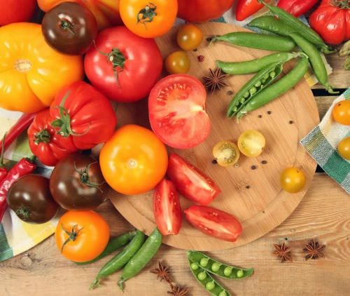 Une photo de fruits et légumes